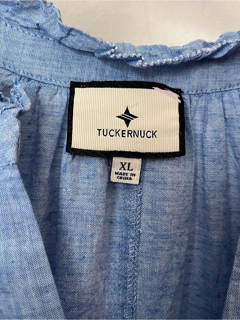 Tuckernuck Chambray Crawford Dress Cotton & Linen Short Sleeve Size XL - Picture 2 of 10